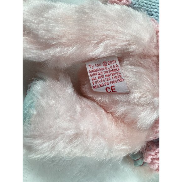 Ty Attic Treasures Collection 2001 I Love Mom  Bear Plush Pink With Sweater NWT - Picture 4 of 6